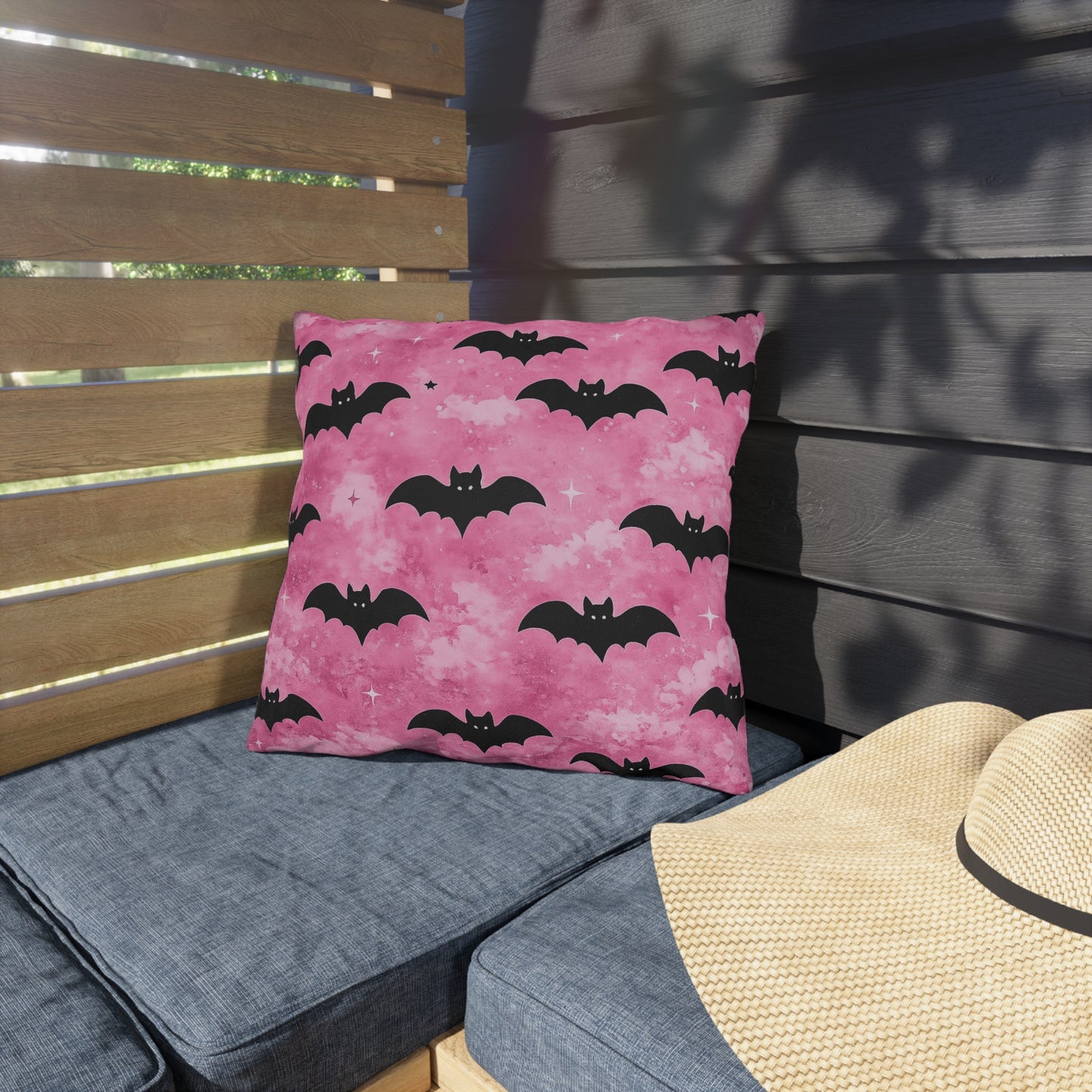 Pink Bat Pattern Pillow
