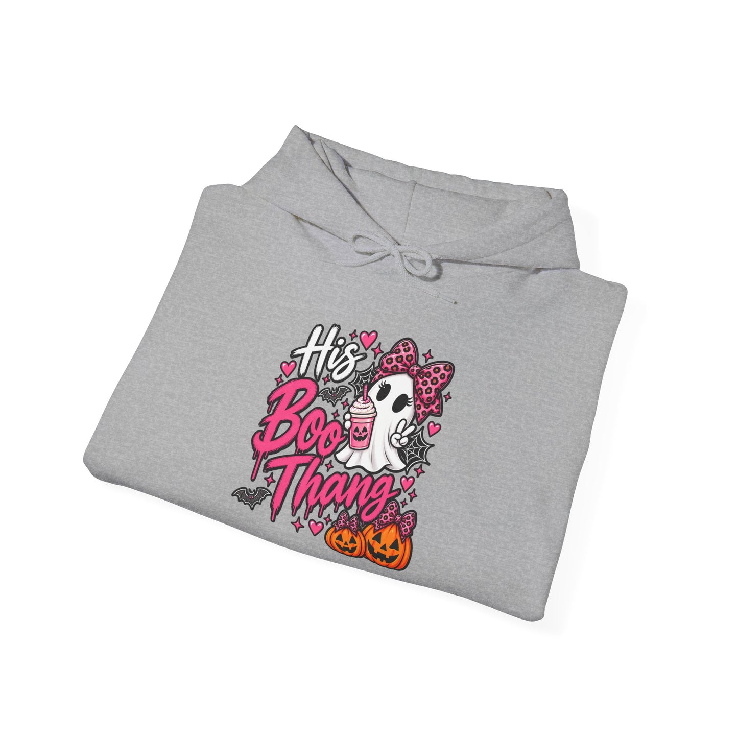 His Boo Thang Hoodie — Cute Halloween Ghost Pullover with Pink Accents