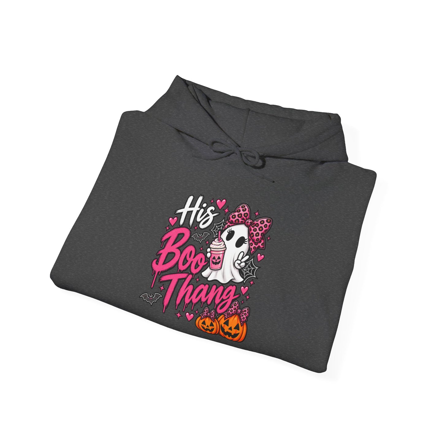 His Boo Thang Hoodie — Cute Halloween Ghost Pullover with Pink Accents