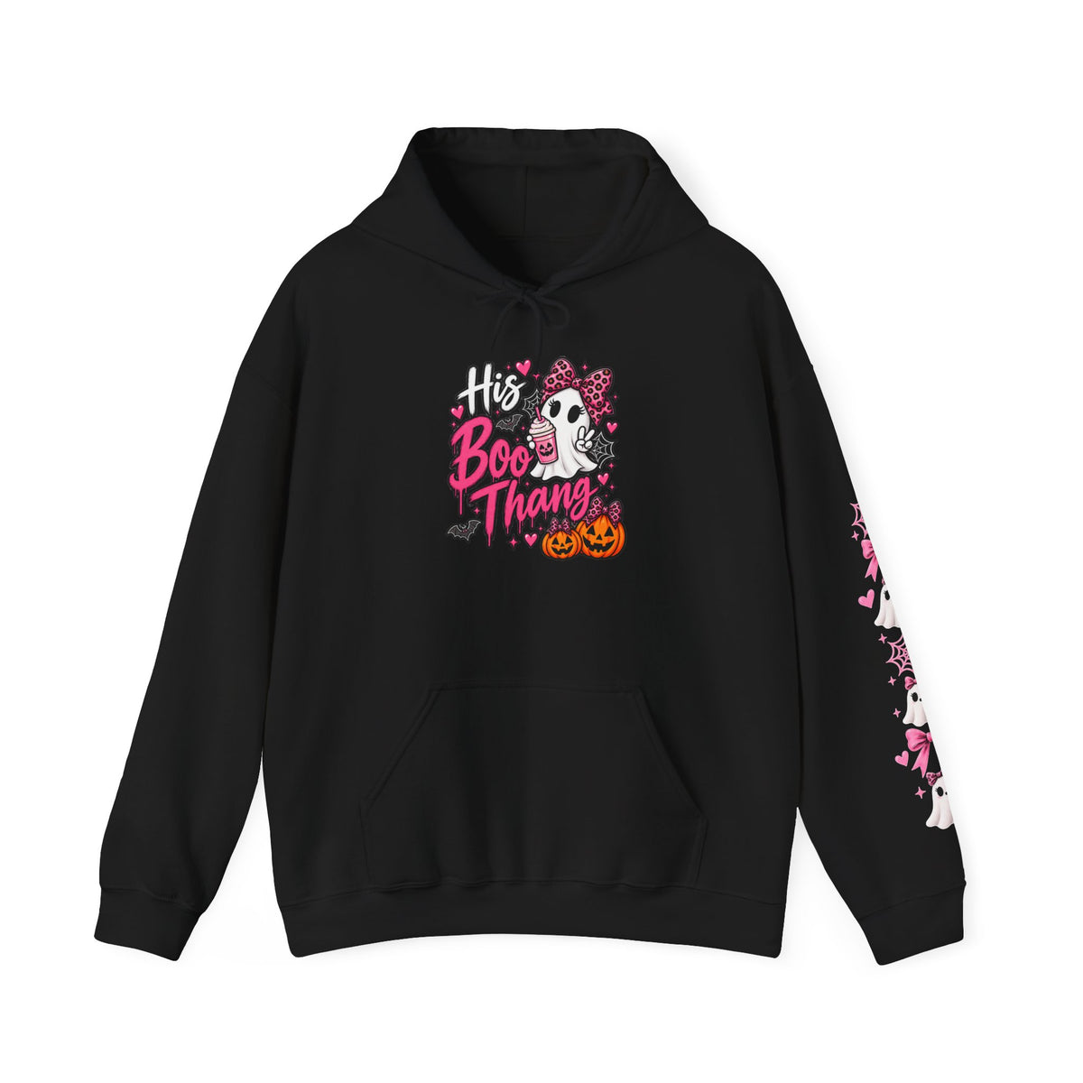His Boo Thang Hoodie — Cute Halloween Ghost Pullover with Pink Accents