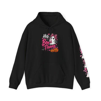 His Boo Thang Hoodie — Cute Halloween Ghost Pullover with Pink Accents