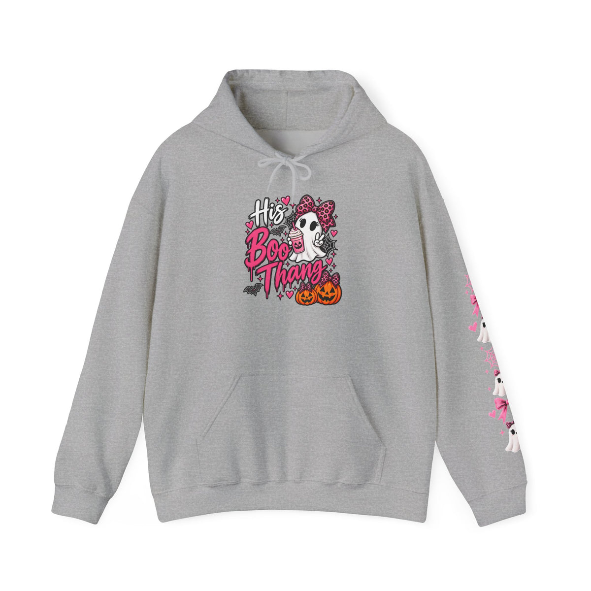 His Boo Thang Hoodie — Cute Halloween Ghost Pullover with Pink Accents