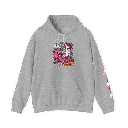 His Boo Thang Hoodie — Cute Halloween Ghost Pullover with Pink Accents