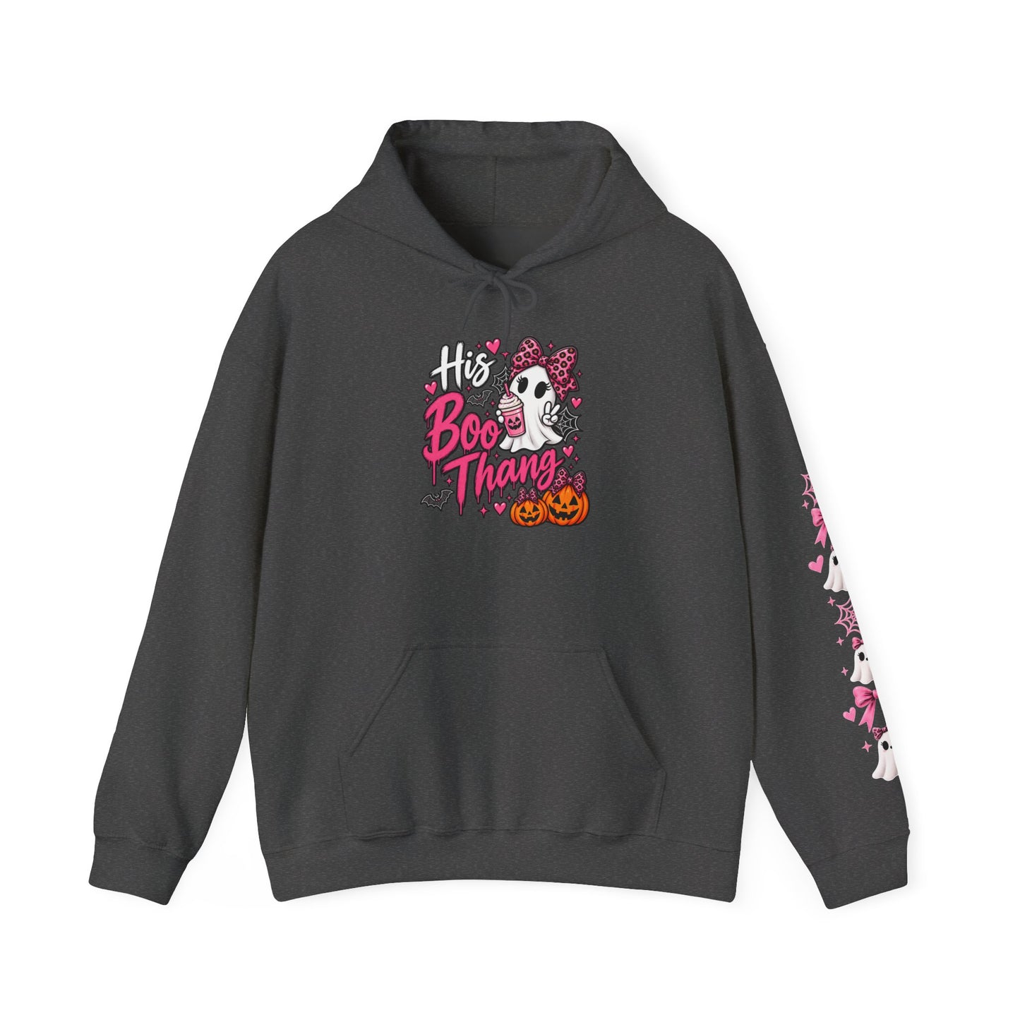 His Boo Thang Hoodie — Cute Halloween Ghost Pullover with Pink Accents