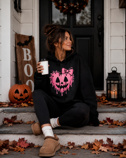 Pink Dripping Heart Pumpkin Hoodie