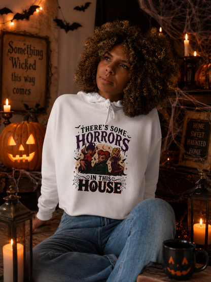 Horror House Crop Hoodie — "There’s Some Horrors in This House" Graphic