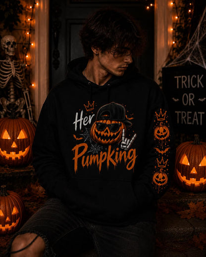 Pumpking Halloween Hoodie — 'Her Pumpking' Scary Jack-O’-Lantern Pullover