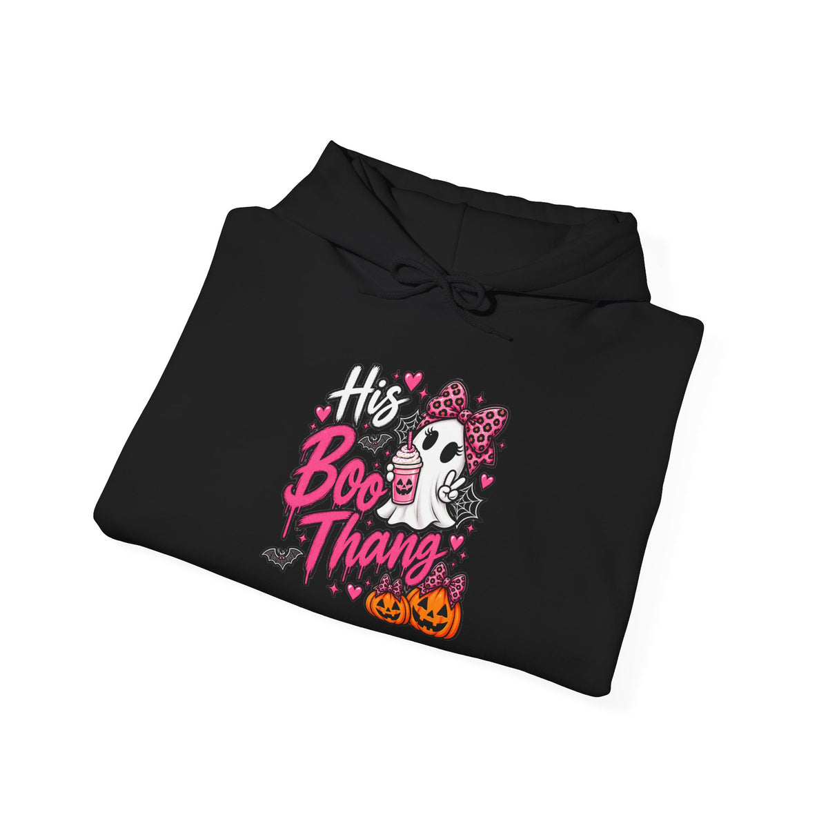 His Boo Thang Hoodie — Cute Halloween Ghost Pullover with Pink Accents