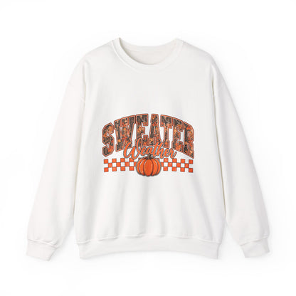 Sweater Weather Crewneck Sweatshirt — Pumpkin Plaid Fall Pullover