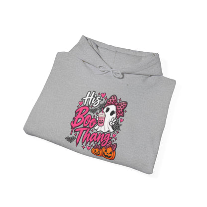 His Boo Thang Hoodie — Cute Halloween Ghost Pullover with Pink Accents